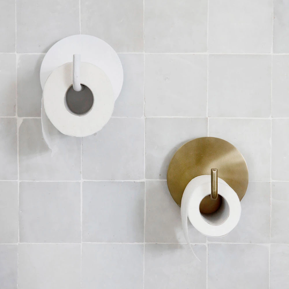 Porte-papier toilette ou serviette, grand crochet Métal doré