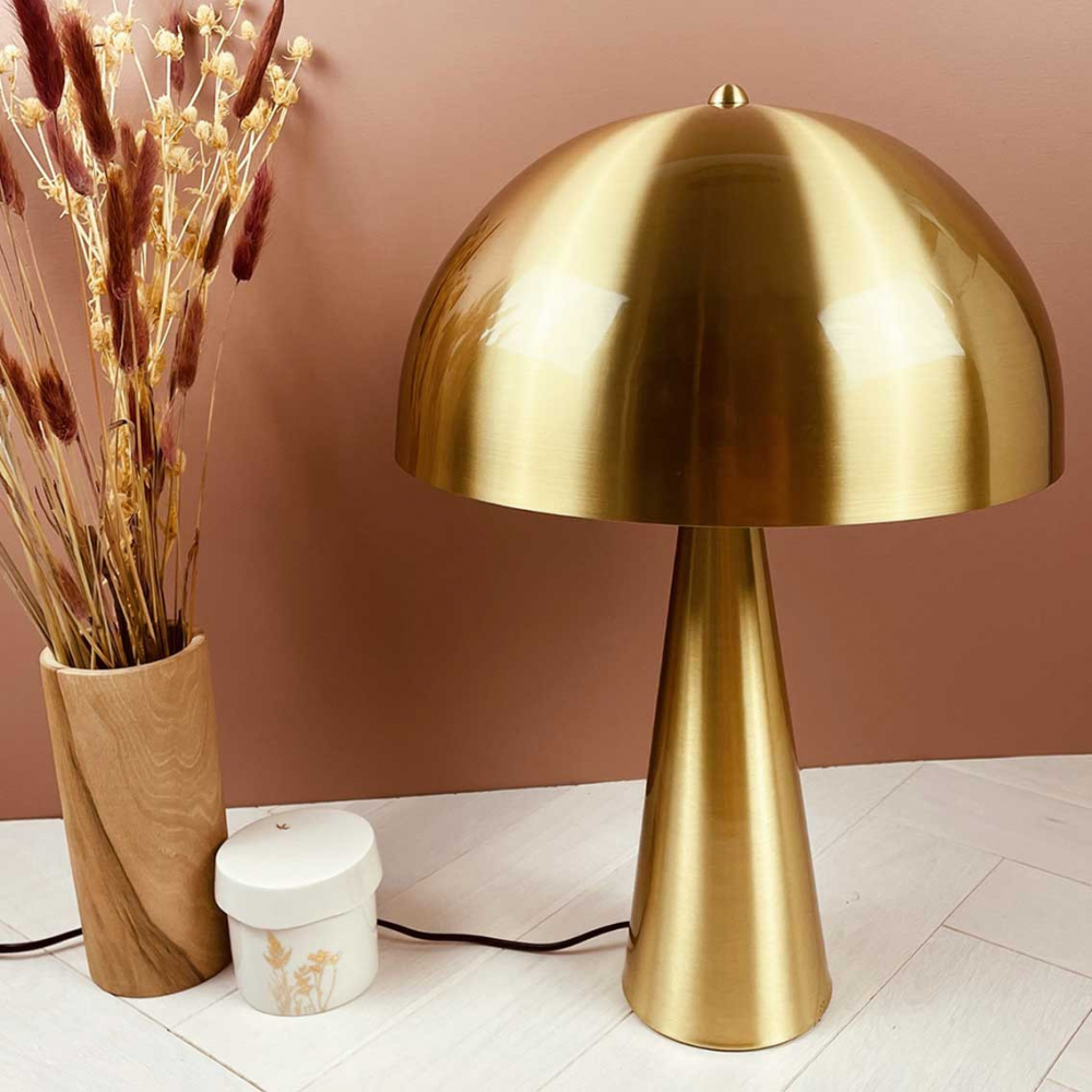 Lampe à poser ou de chevet forme dôme en métal doré H. 50 cm