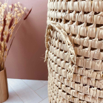 Panier de rangement en fibre de palmier avec couvercle