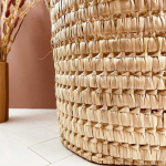 Panier de rangement en fibre de palmier avec couvercle