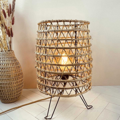 Lampe à poser naturelle en bois de palmier dattier
