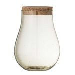 Pot avec couvercle ou vase en verre recyclé et liège- Bloomingville