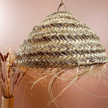 Suspension dôme M en fibre palmier "Doum" du Maroc tressée