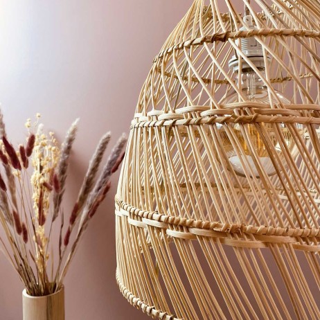 Suspension en bois de Rotin Naturel Laura - Nouvelles tailles