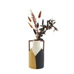 Vase en terre cuite blanc - jaune et noir - Madam Stoltz