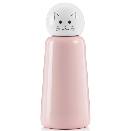 Gourde enfant en Inox 300 mL coloris rose et blanc - motif chat