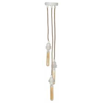Monture 3 cordes E27 avec Douilles thermoplastiques blanches et fil corde