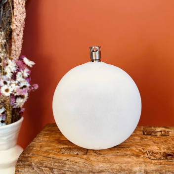 Lampe à huile forme boule en verre givré - taille L - Peri Glass