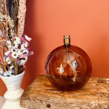 Lampe à huile forme boule coloris champagne - taille M - Peri Glass