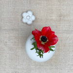 Bougeoir en céramique forme de fleur coloris blanc