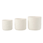 Cache-Pot en poterie effet facettes blanc D14*H13cm