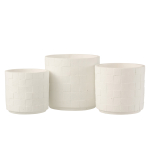 Cache-Pot en poterie effet facettes blanc D14*H13cm