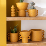 Cache-Pot en poterie jaune D14*H13cm