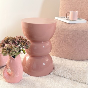 Bout de canapé en métal laqué rose