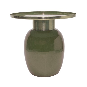 Table basse Dodu en métal laqué kaki D50cm