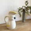 carafe ou vase Perruche en grès jaune et blanc