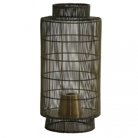 Lampe à poser métal - lanterne électrique coloris bronze