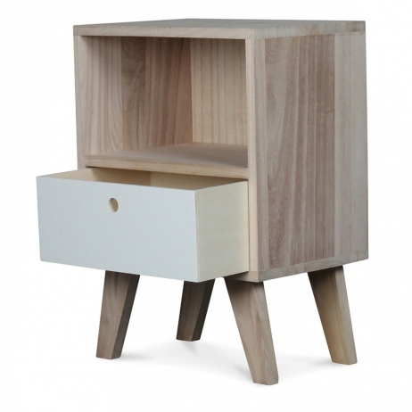 Table de chevet scandinave en bois coloris Boréal - 1 tiroir