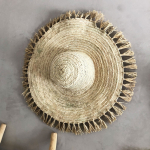 Chapeau en palmier et franges raphia fait main au Maroc - 3 tailles