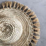 Chapeau en palmier et franges raphia fait main au Maroc - 3 tailles