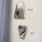 Miroir Trapèze bordure large en Métal doré