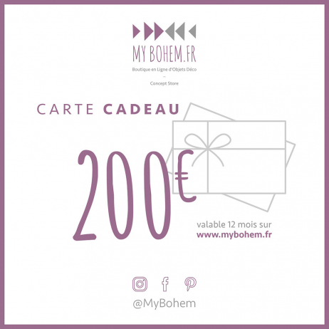Carte Cadeau Déco MyBohem 200 eur