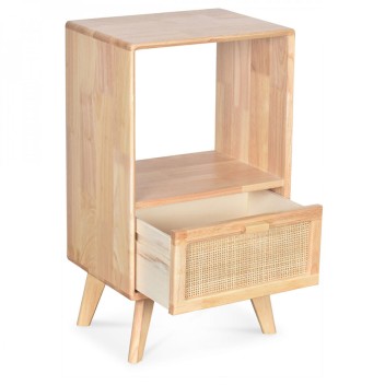 Table de chevet 1 tiroir en Bois d'Hévéa 2