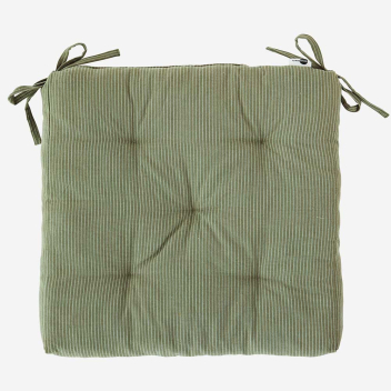 Coussin de chaise Coton Vert Jade rayures gris clair - Mme Stoltz